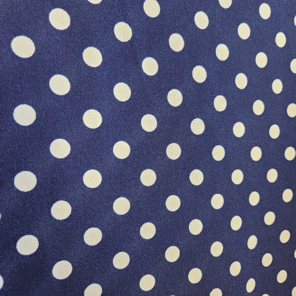 CREMIEUX BRISTOL NAVY WHITE SLEEVELESS POLKA DOT RUFFLE BOTTOM DRESS SZ 8 - Picture 6 of 6
